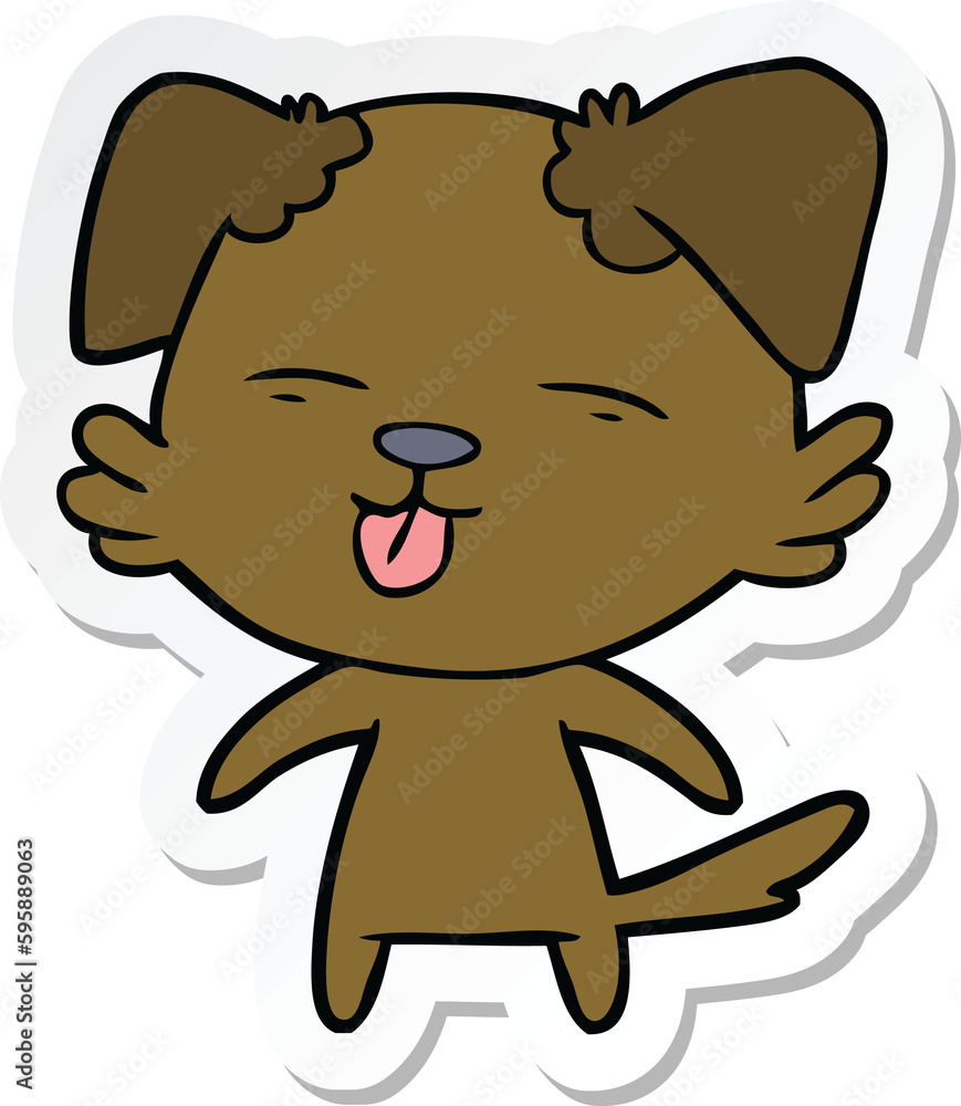 Fototapeta premium sticker of a cartoon dog sticking out tongue
