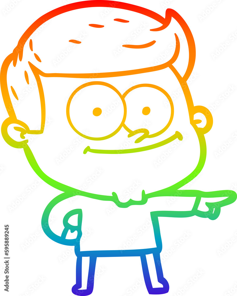 rainbow gradient line drawing of a cartoon happy man rainbow gradient line drawing of a cartoon happy man