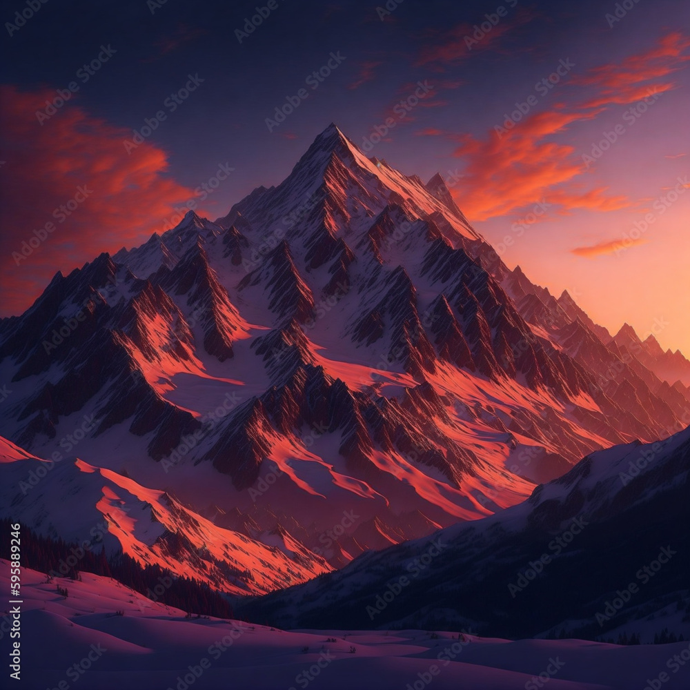 Majestic Mountains at Sunset