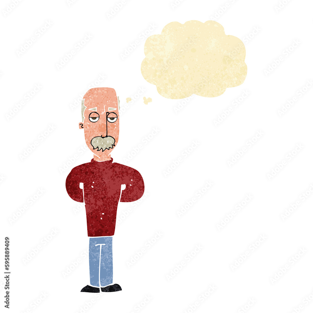 cartoon annoyed balding man with thought bubble cartoon annoyed balding man with thought bubble