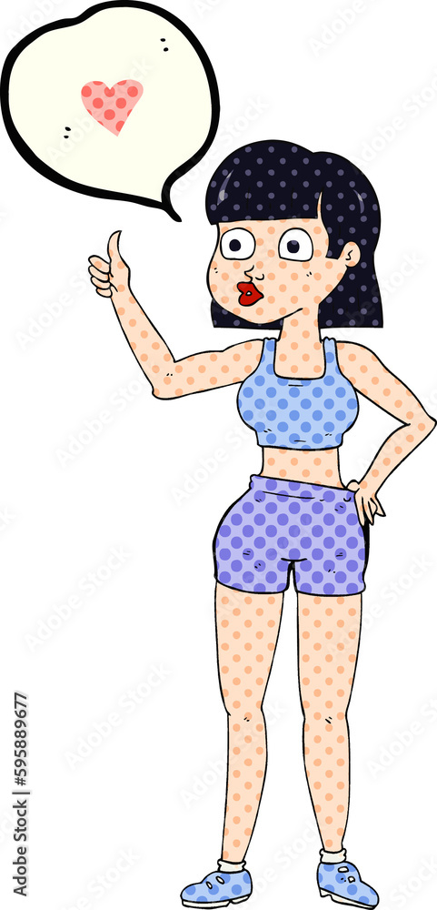 freehand drawn comic book speech bubble cartoon gym woman freehand drawn comic book speech bubble cartoon gym woman