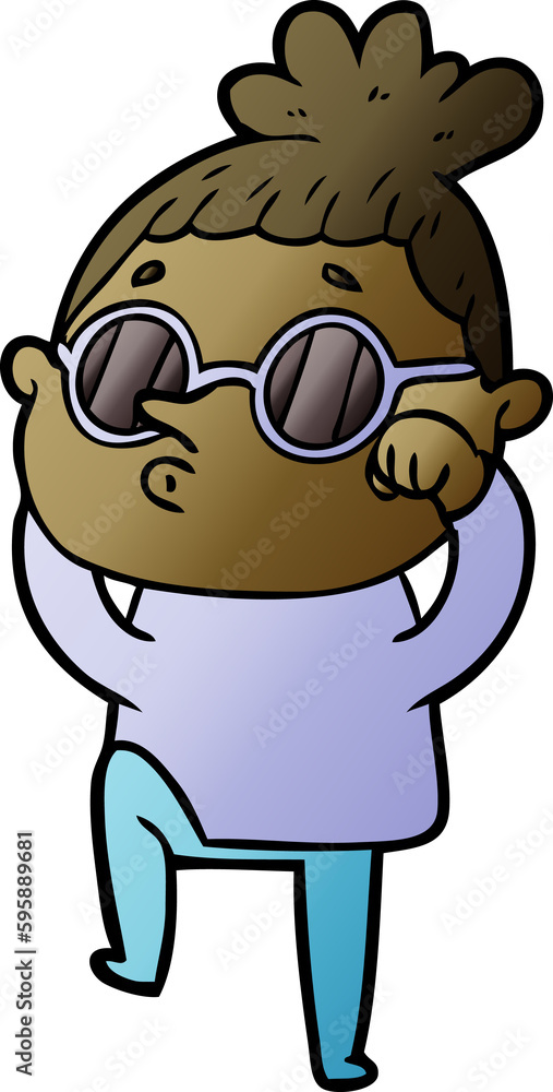 cartoon woman wearing sunglasses cartoon woman wearing sunglasses