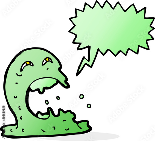 cartoon gross ghost with speech bubble