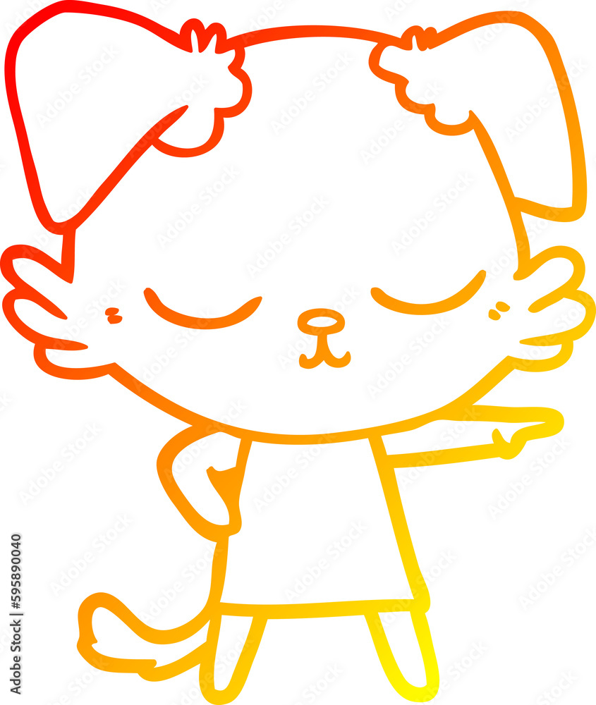warm gradient line drawing of a cute cartoon dog warm gradient line drawing of a cute cartoon dog