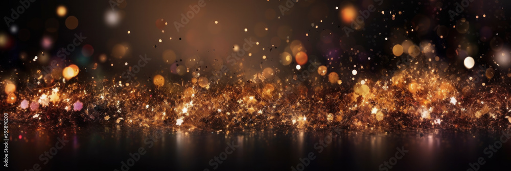 Abstract Christmas and New year background with golden confetti with space for text. Generative AI. Abstract Christmas and New year background with golden confetti with space for text. Generative AI.