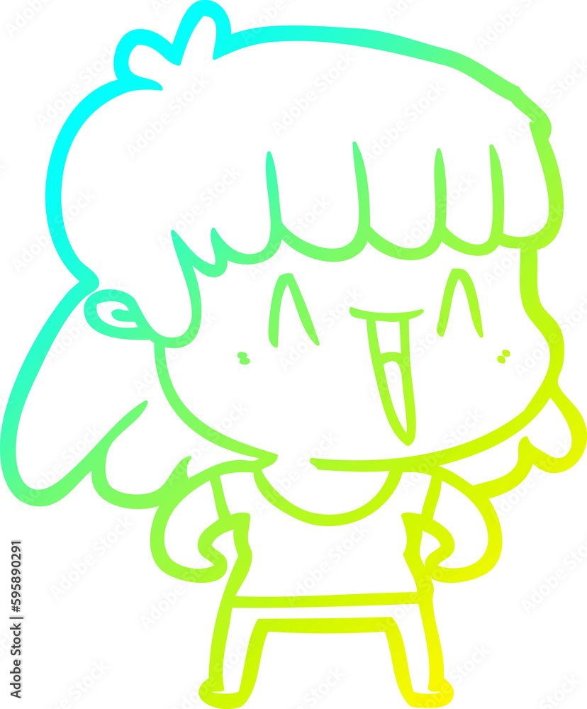 cold gradient line drawing of a cartoon woman cold gradient line drawing of a cartoon woman