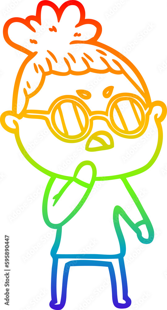 rainbow gradient line drawing of a cartoon annoyed woman rainbow gradient line drawing of a cartoon annoyed woman