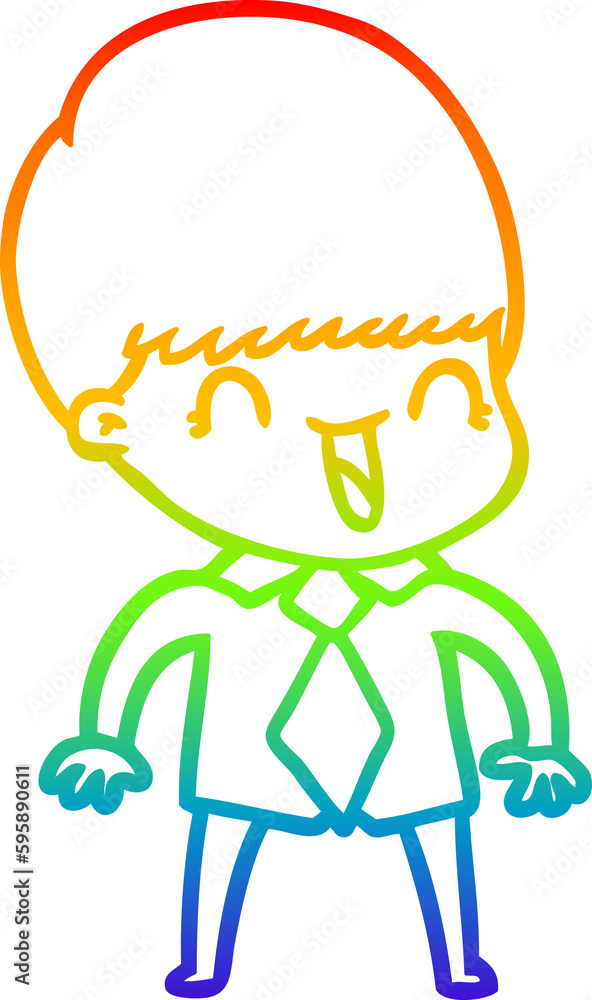 rainbow gradient line drawing of a happy cartoon boy rainbow gradient line drawing of a happy cartoon boy