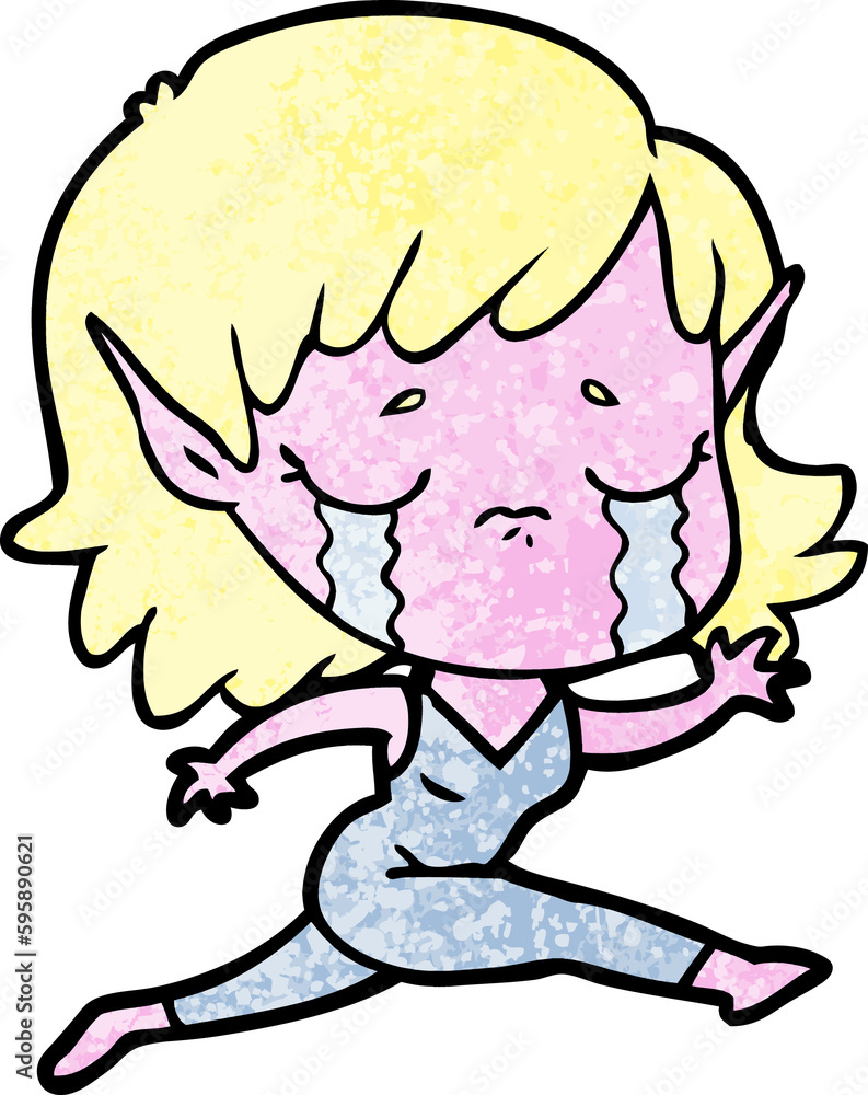 crying cartoon elf girl crying cartoon elf girl