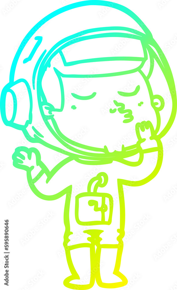 cold gradient line drawing of a cartoon confident astronaut cold gradient line drawing of a cartoon confident astronaut