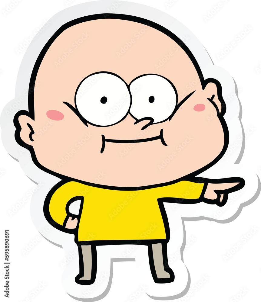 sticker of a cartoon bald man staring