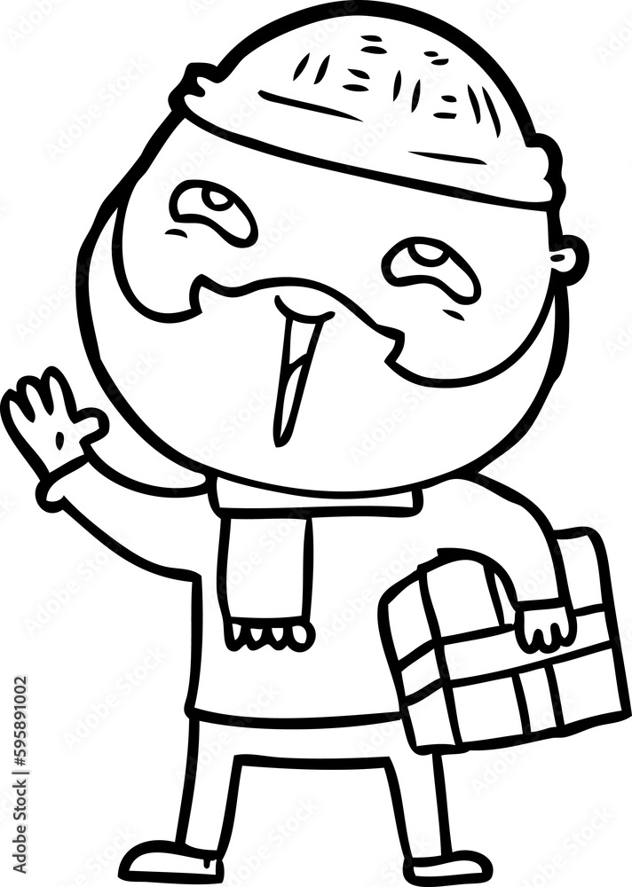 cartoon happy bearded man cartoon happy bearded man