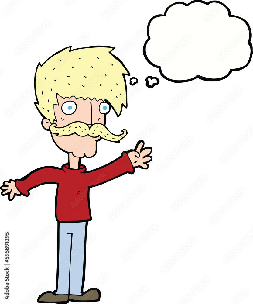 cartoon waving mustache man with thought bubble cartoon waving mustache man with thought bubble