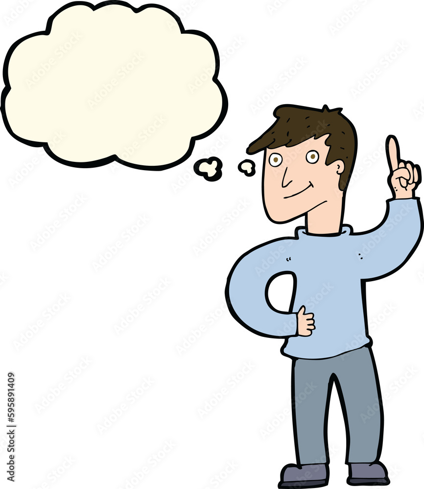 cartoon man with great idea with thought bubble cartoon man with great idea with thought bubble