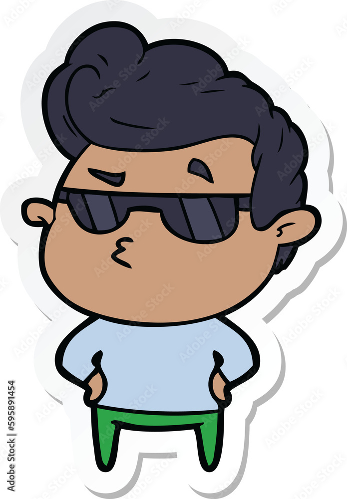 sticker of a cartoon cool guy