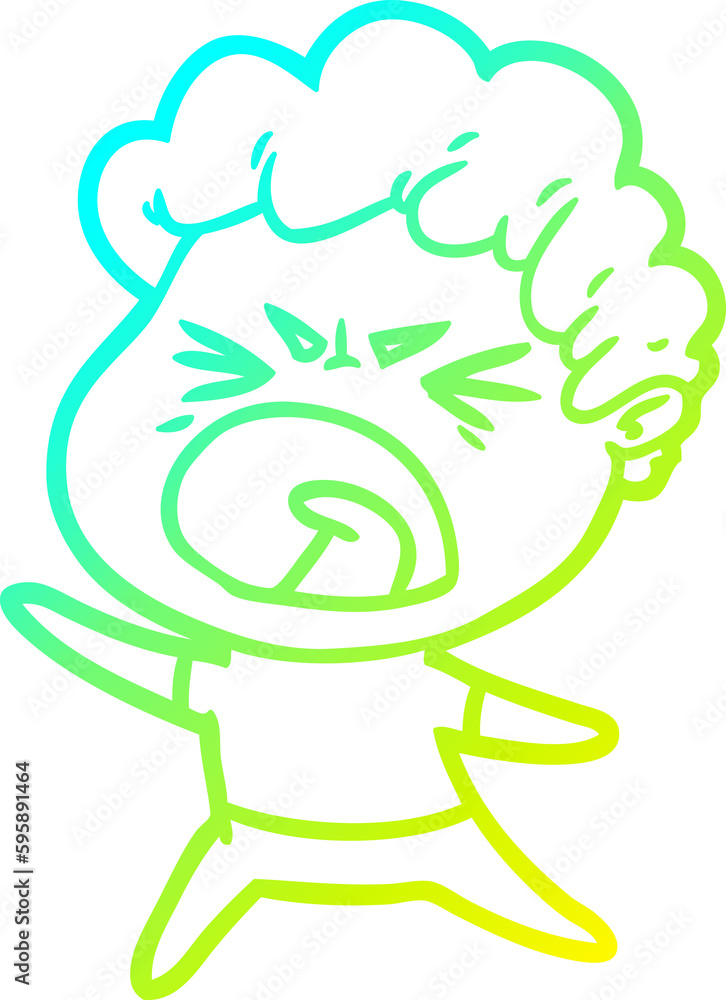cold gradient line drawing of a cartoon furious man cold gradient line drawing of a cartoon furious man