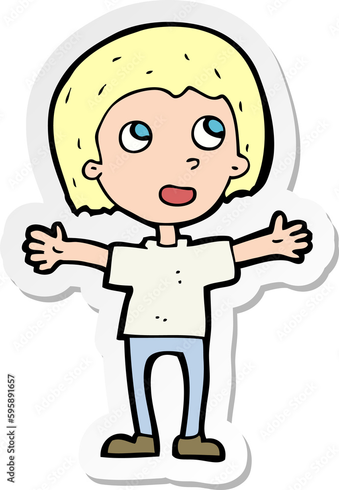 sticker of a cartoon happy person sticker of a cartoon happy person