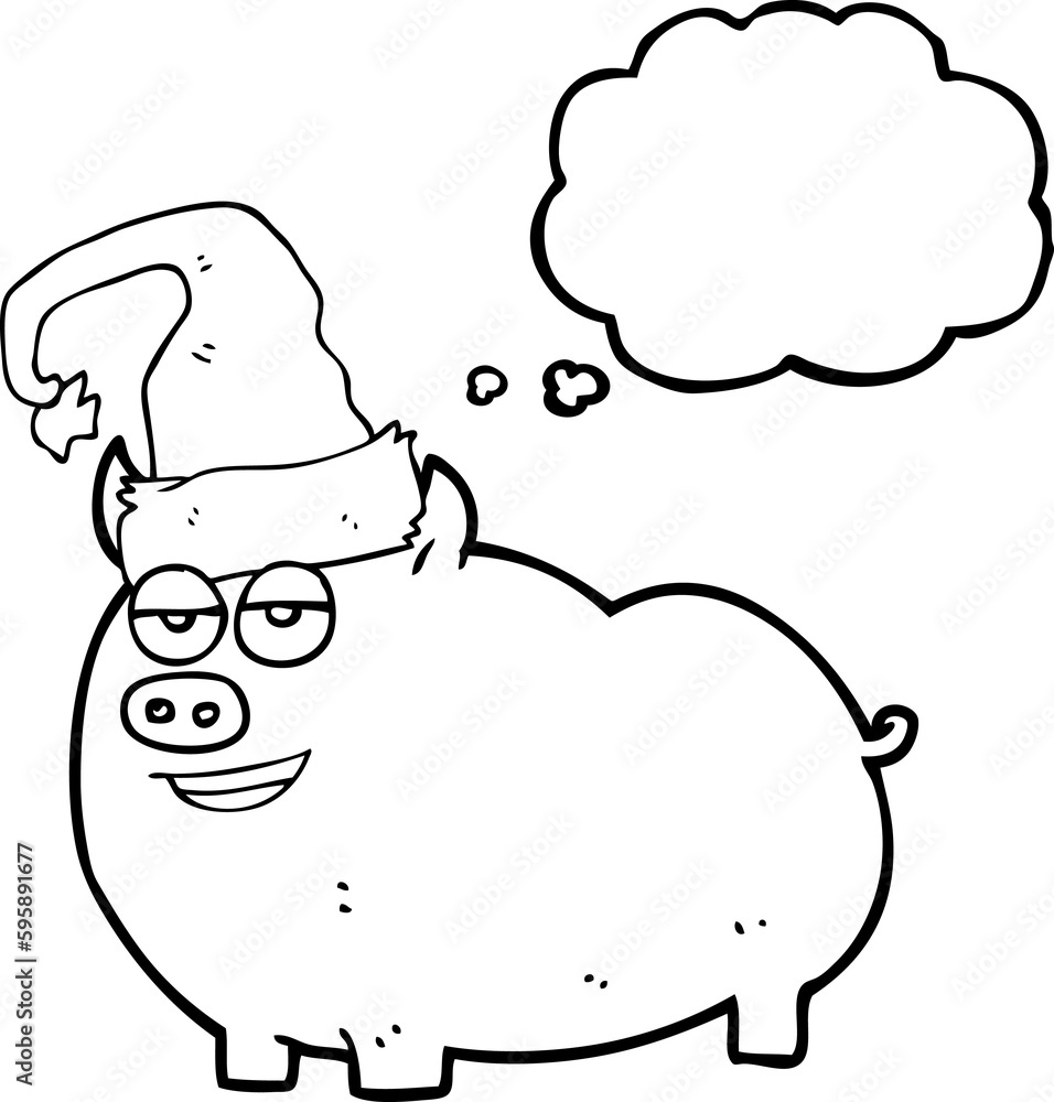 freehand drawn thought bubble cartoon christmas pig freehand drawn thought bubble cartoon christmas pig