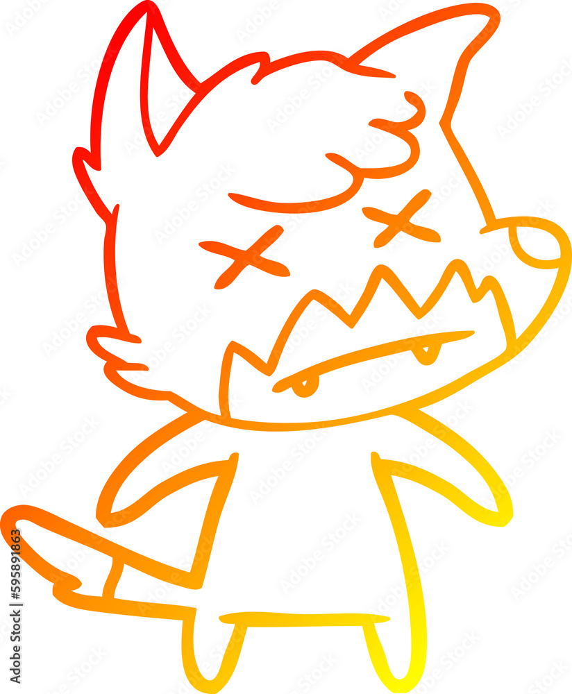 warm gradient line drawing of a cartoon dead fox warm gradient line drawing of a cartoon dead fox