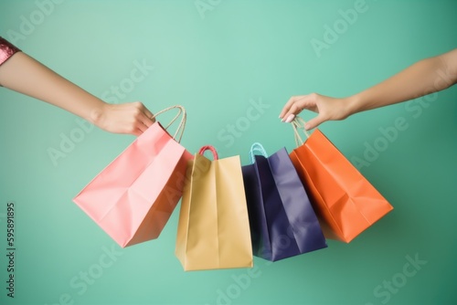 hand holding shopping bags, ai generative