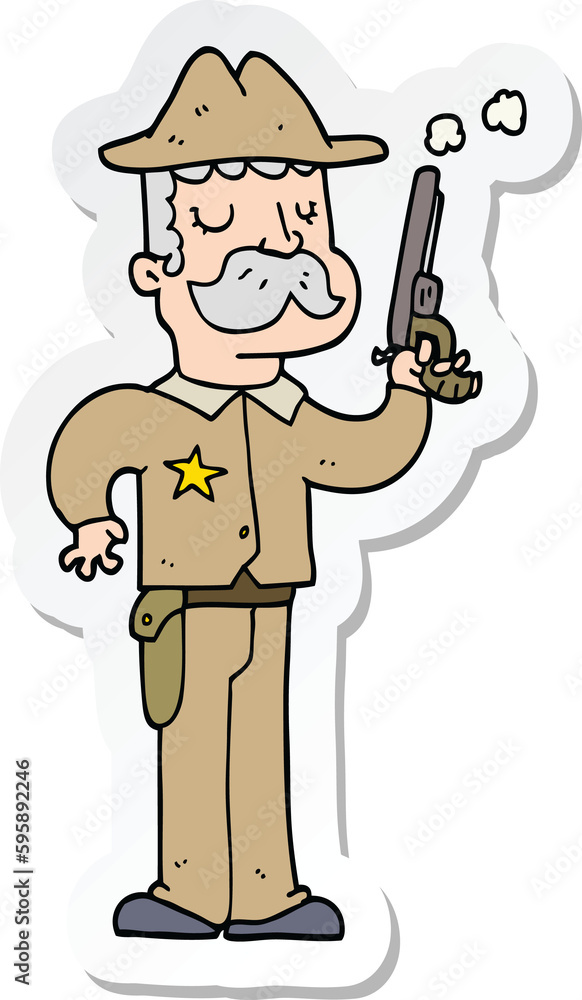 sticker of a cartoon sheriff