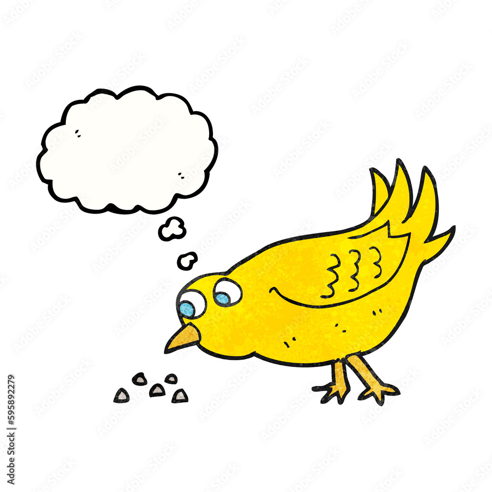 freehand drawn thought bubble textured cartoon bird pecking seeds freehand drawn thought bubble textured cartoon bird pecking seeds