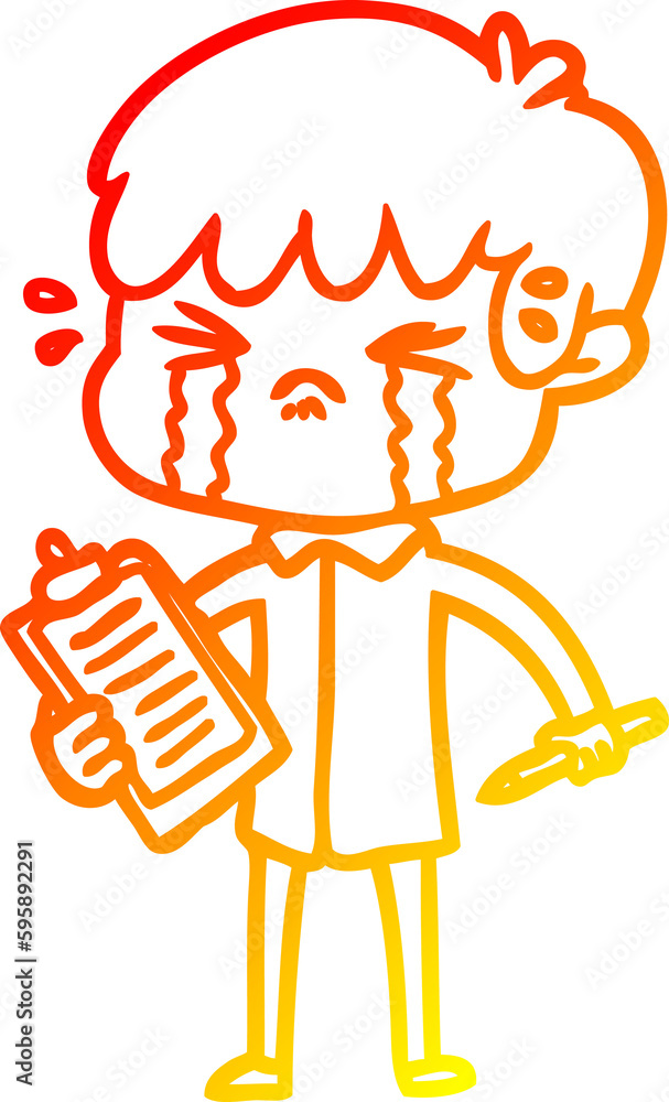 warm gradient line drawing of a cartoon boy crying warm gradient line drawing of a cartoon boy crying