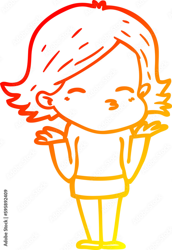 warm gradient line drawing of a cartoon confused woman warm gradient line drawing of a cartoon confused woman