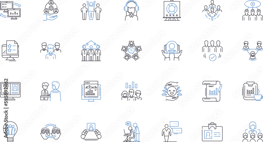 Strategic plan line icons collection. Alignment, Vision, Mission, Action, Direction, Analysis, Execution vector and linear illustration. Objectives,Focus,Success outline signs set