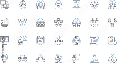 Strategic plan line icons collection. Alignment  Vision  Mission  Action  Direction  Analysis  Execution vector and linear illustration. Objectives Focus Success outline signs set