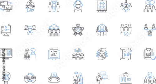 Strategic plan line icons collection. Alignment, Vision, Mission, Action, Direction, Analysis, Execution vector and linear illustration. Objectives,Focus,Success outline signs set