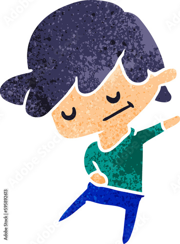 retro cartoon illustration of a kawaii cute boy