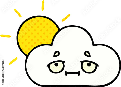 comic book style cartoon of a sunshine and cloud