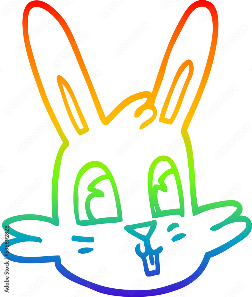 rainbow gradient line drawing of a cartoon bunny face rainbow gradient line drawing of a cartoon bunny face