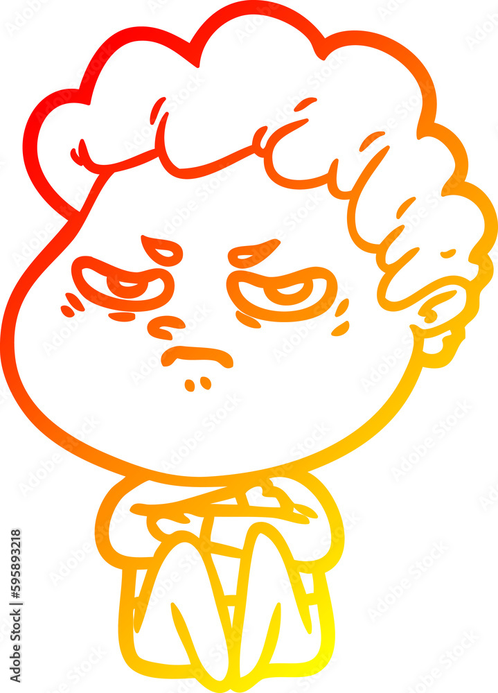 warm gradient line drawing of a cartoon angry man warm gradient line drawing of a cartoon angry man