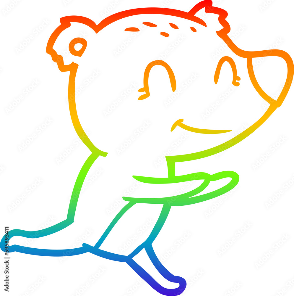 rainbow gradient line drawing of a running polar bear cartoon rainbow gradient line drawing of a running polar bear cartoon