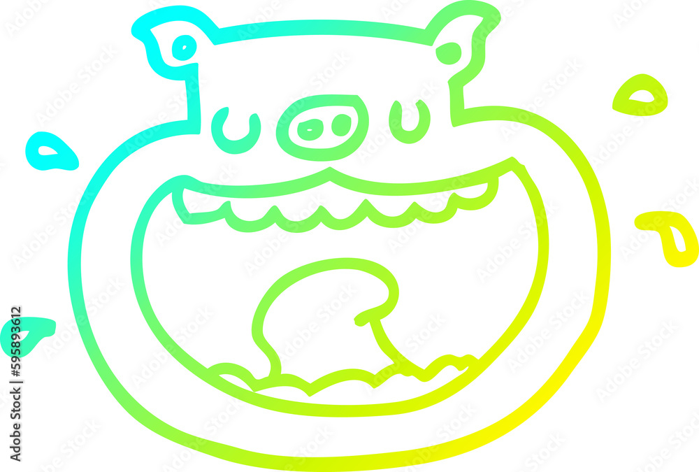 cold gradient line drawing of a cartoon obnoxious pig cold gradient line drawing of a cartoon obnoxious pig