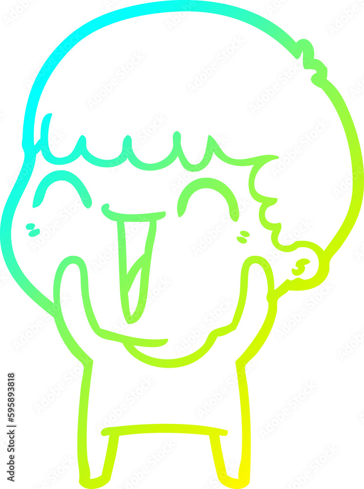 cold gradient line drawing of a cartoon happy man cold gradient line drawing of a cartoon happy man