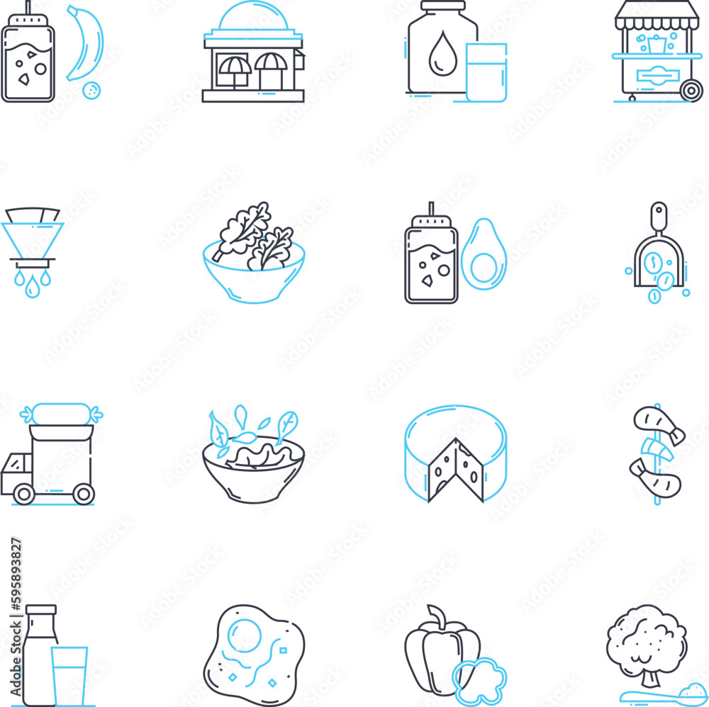 Molecular gastronomy linear icons set. Spherification, Emulsification