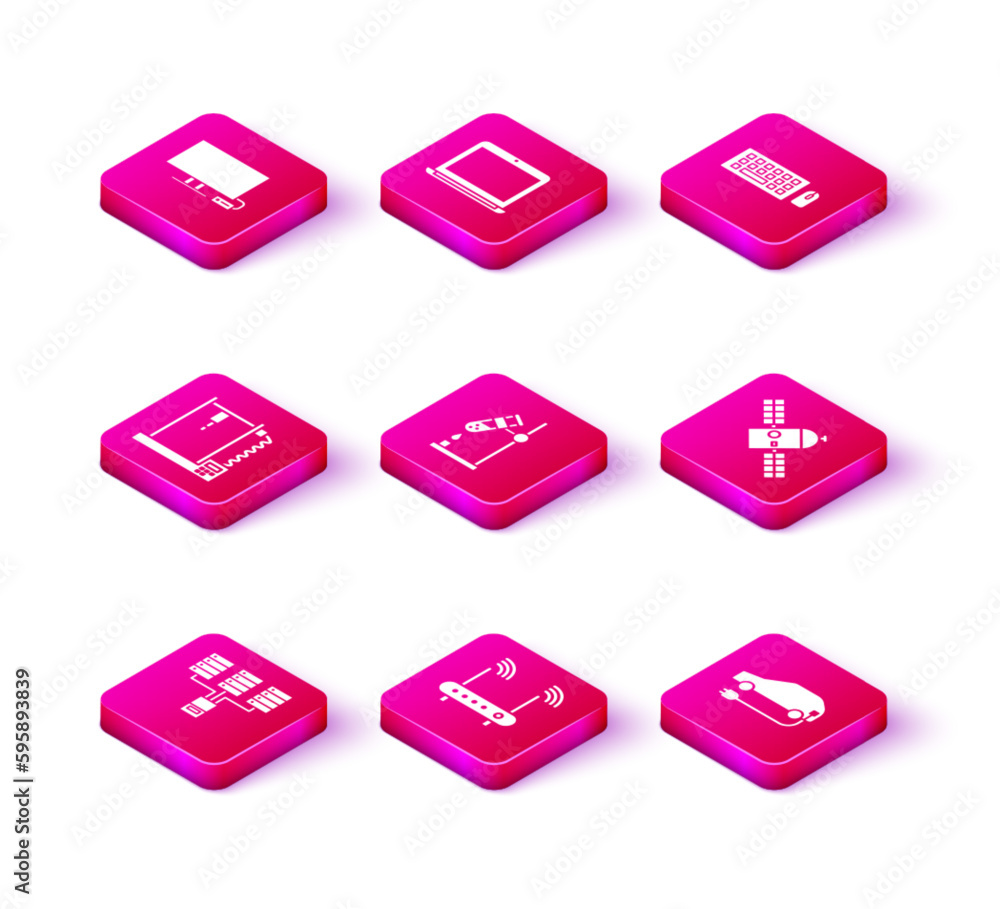 Set Server, Data, Web Hosting, Router and wi-fi signal, 3D printer, Test tube flask on fire, Electric car, Satellite, Keyboard mouse and Laptop icon. Vector Set Server, Data, Web Hosting, Router and wi-fi signal, 3D printer, Test tube flask on fire, Electric car, Satellite, Keyboard mouse and Laptop icon. Vector