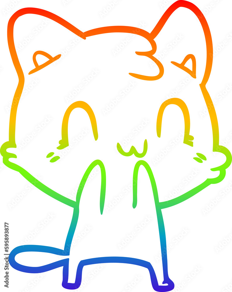 rainbow gradient line drawing of a cartoon happy cat rainbow gradient line drawing of a cartoon happy cat
