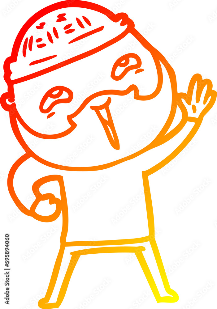 warm gradient line drawing of a cartoon happy bearded man warm gradient line drawing of a cartoon happy bearded man