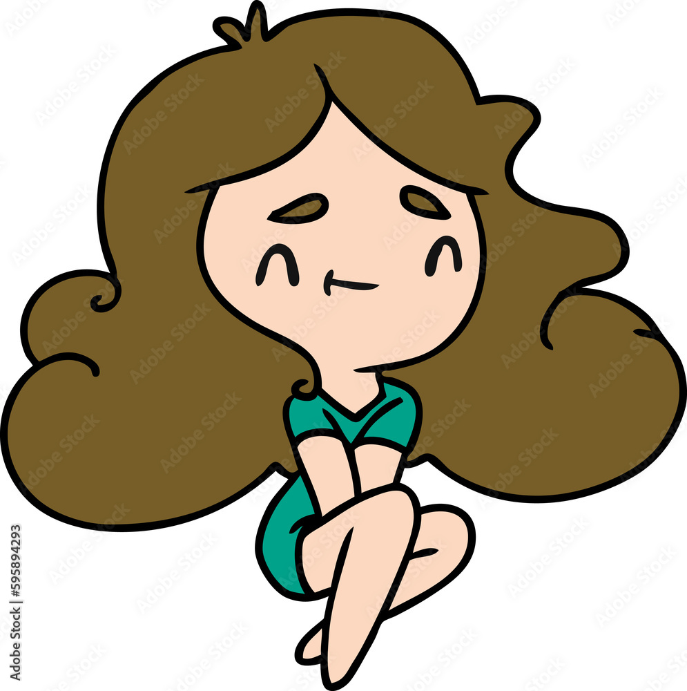 cartoon illustration of a cute kawaii girl cartoon illustration of a cute kawaii girl