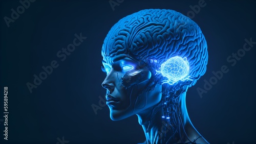 Female Artifical Intelligence, Head with brain
