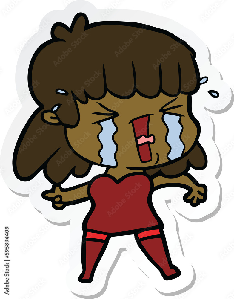 sticker of a cartoon woman in tears sticker of a cartoon woman in tears