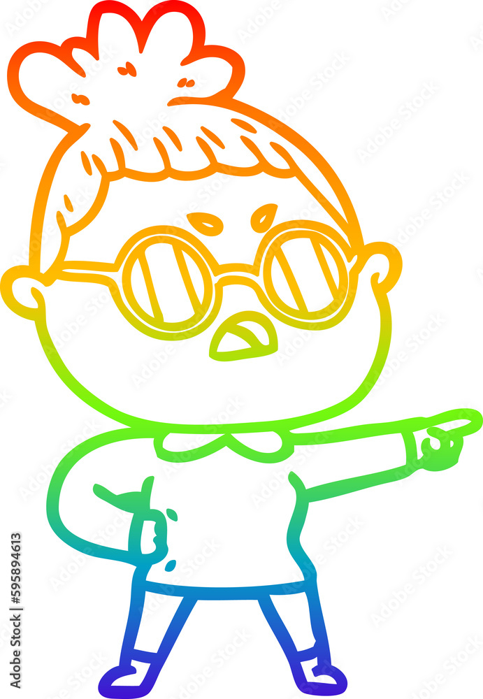 rainbow gradient line drawing of a cartoon annoyed woman rainbow gradient line drawing of a cartoon annoyed woman