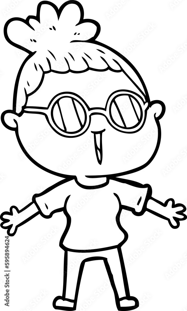 cartoon woman wearing spectacles cartoon woman wearing spectacles