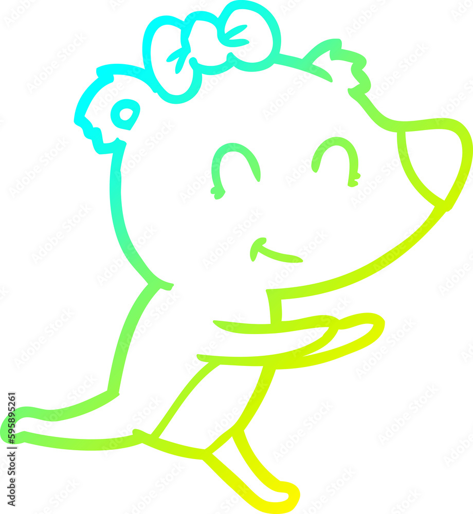 cold gradient line drawing of a running female bear cartoon cold gradient line drawing of a running female bear cartoon