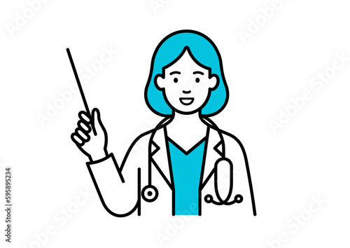 指し棒を持った女性医師