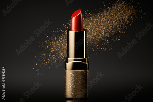 Red luxury lipstick. Illustration AI Generative.